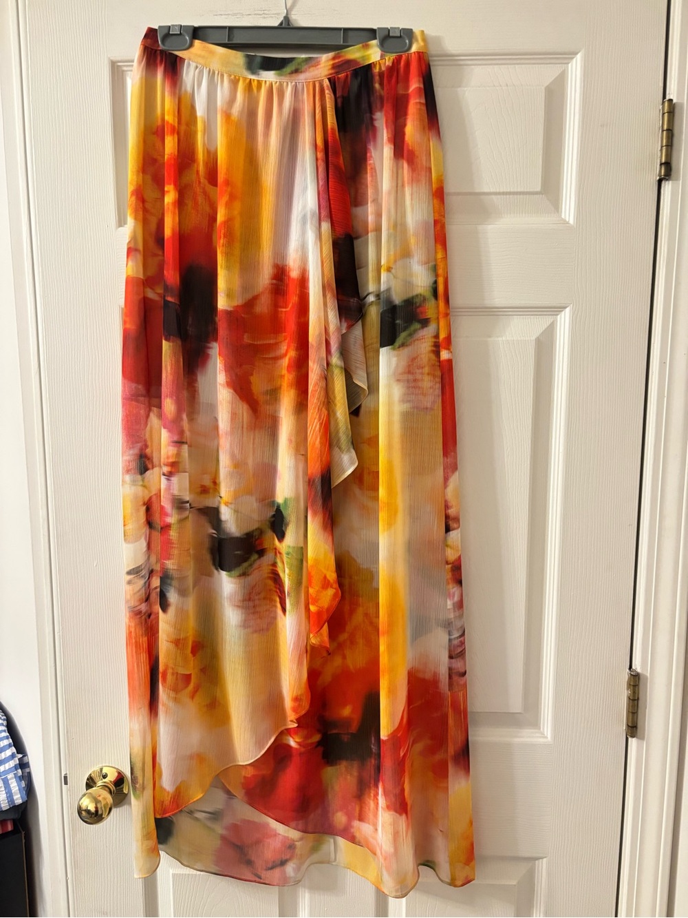Alice + Olivia Vibrant Floral Maxi Skirt in Orange, Yellow & Red